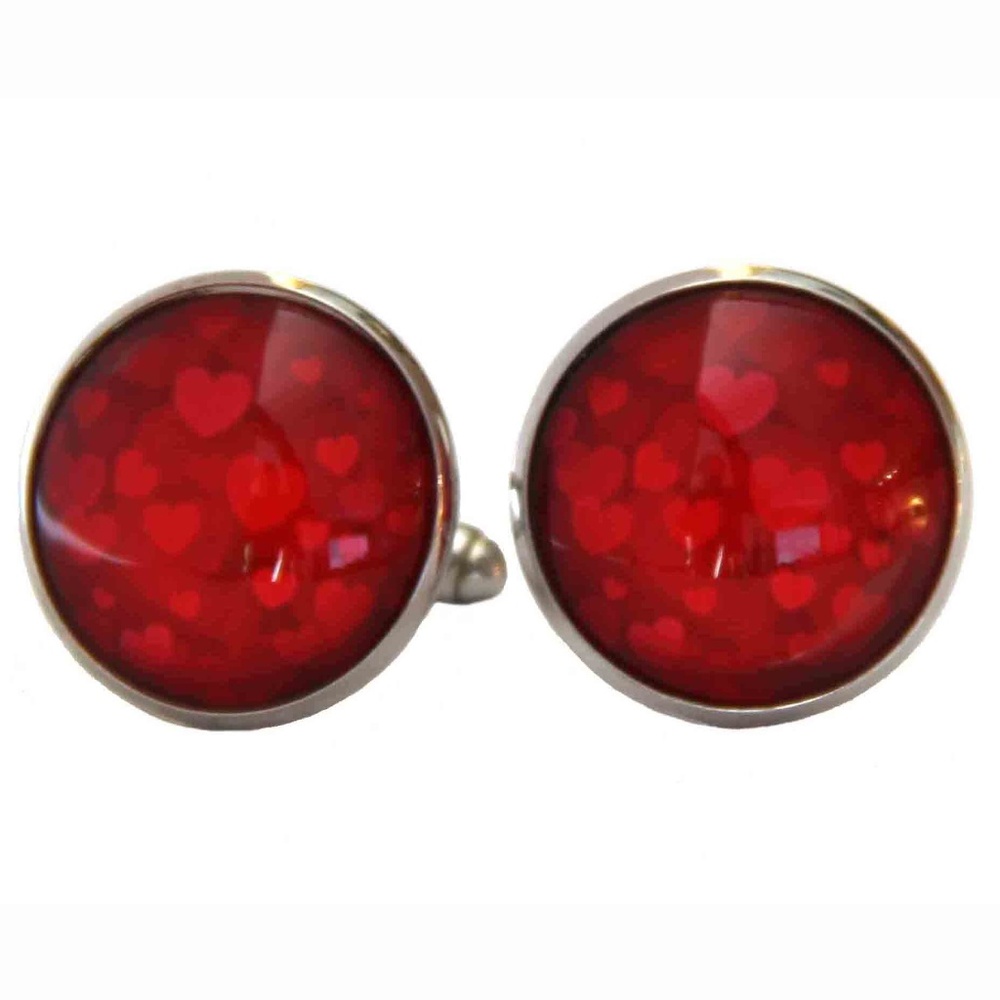 Gascoigne Love Hearts Cufflinks Red Silver
